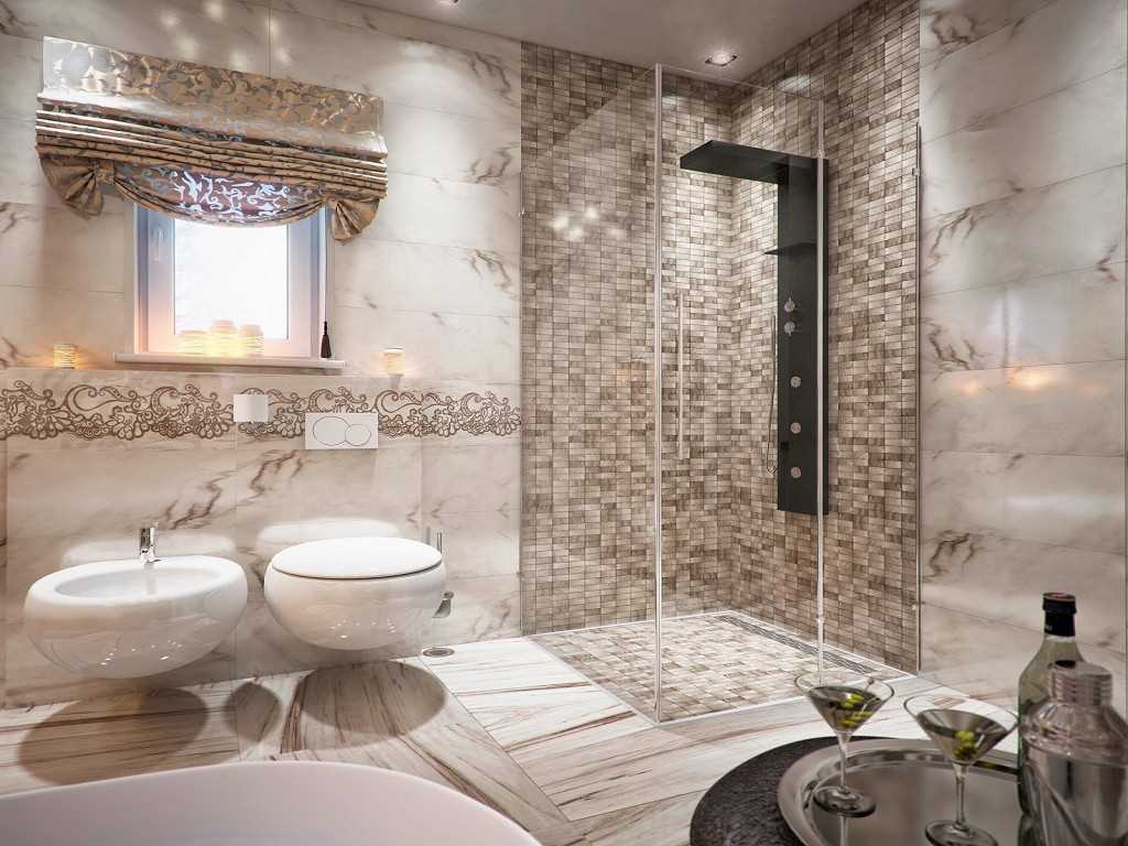 option d'un beau style d'une salle de bain avec une fenêtre