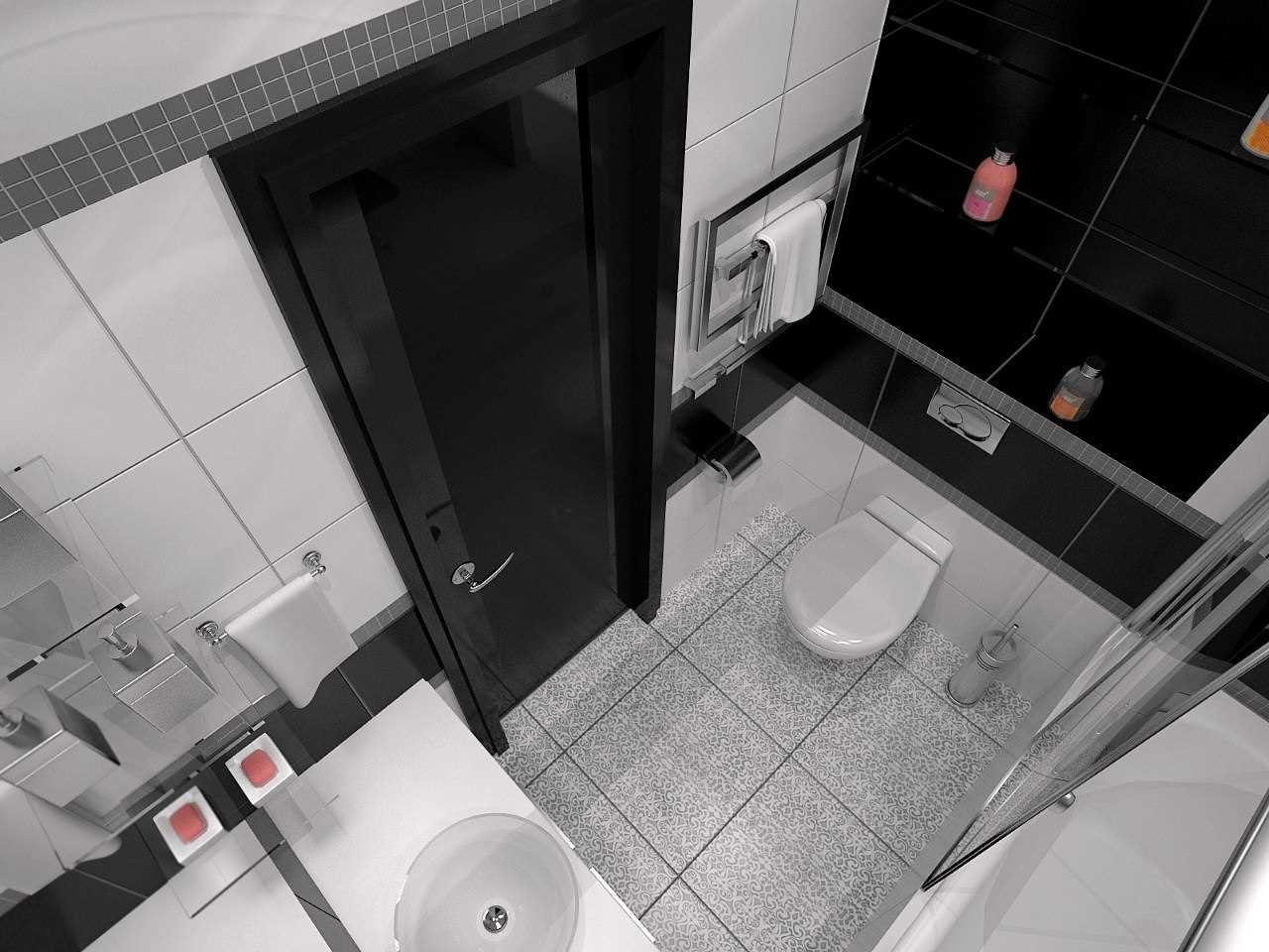 ideja modernog dizajna kupaonice u crno-bijeloj boji