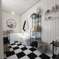 l'idea di un bellissimo design del bagno nella foto in bianco e nero