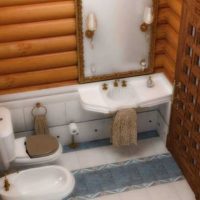 l'idea di un bel design del bagno in una foto di una casa in legno