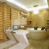 idea interior dalaman yang terang di dalam bilik mandi di dalam gambar rumah kayu