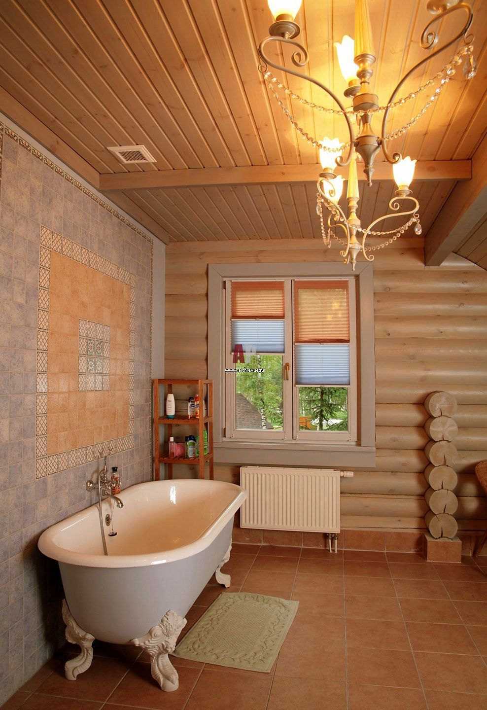 idea di un bellissimo stile di un bagno in una casa di legno