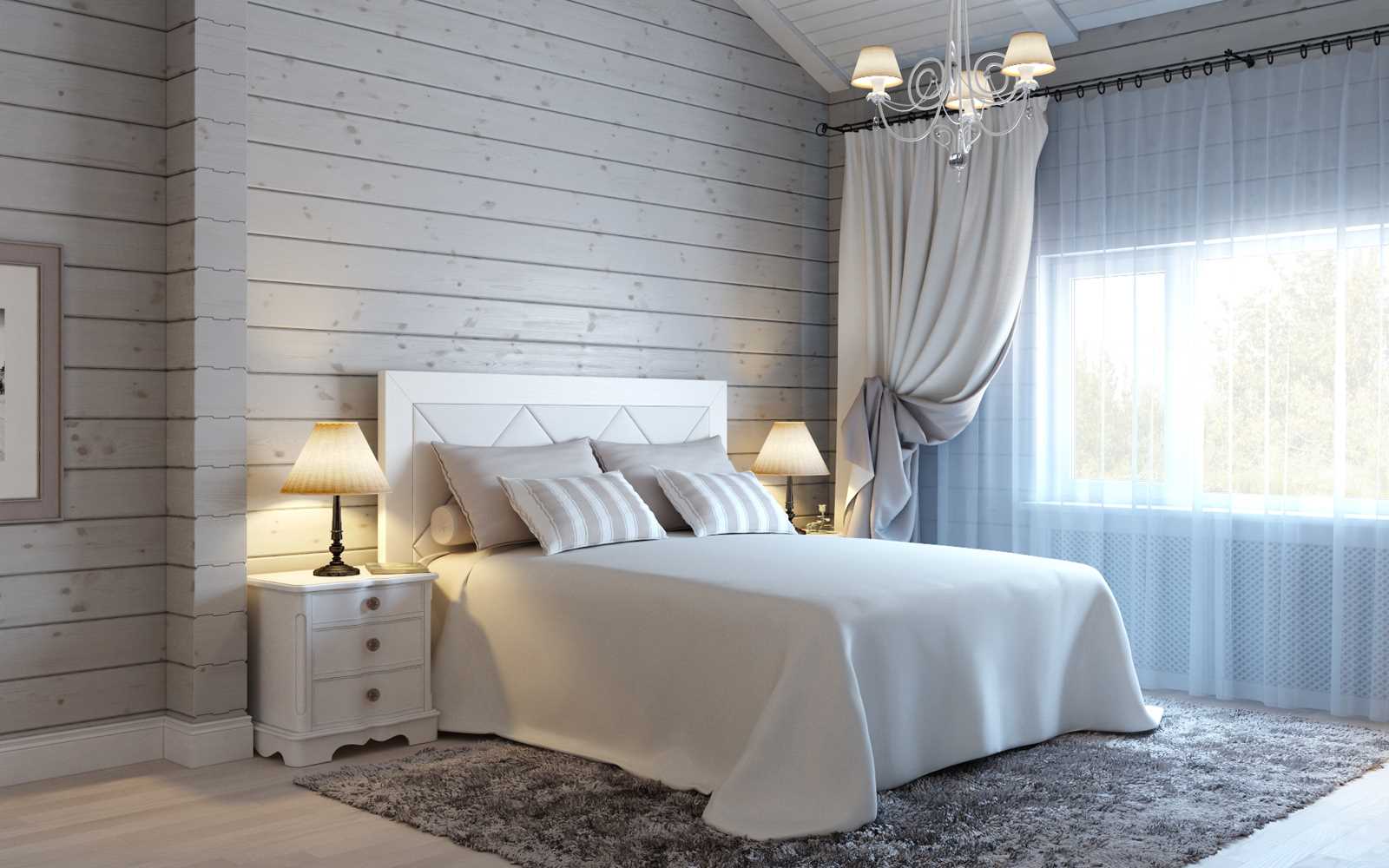 l'idea di un bellissimo interno bianco da camera da letto