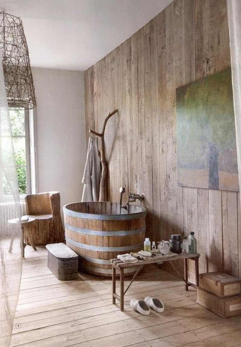 versione dello stile moderno del bagno in una casa di legno