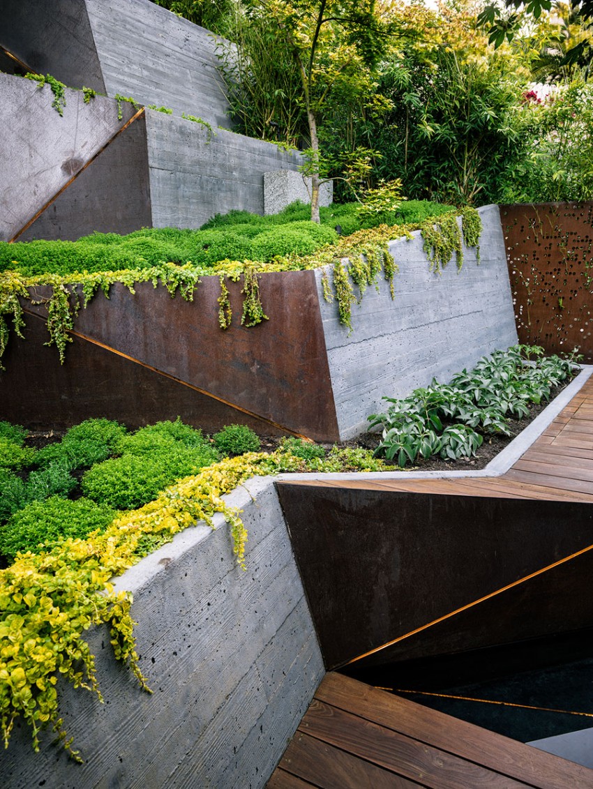 une variante du bel aménagement paysager du jardin