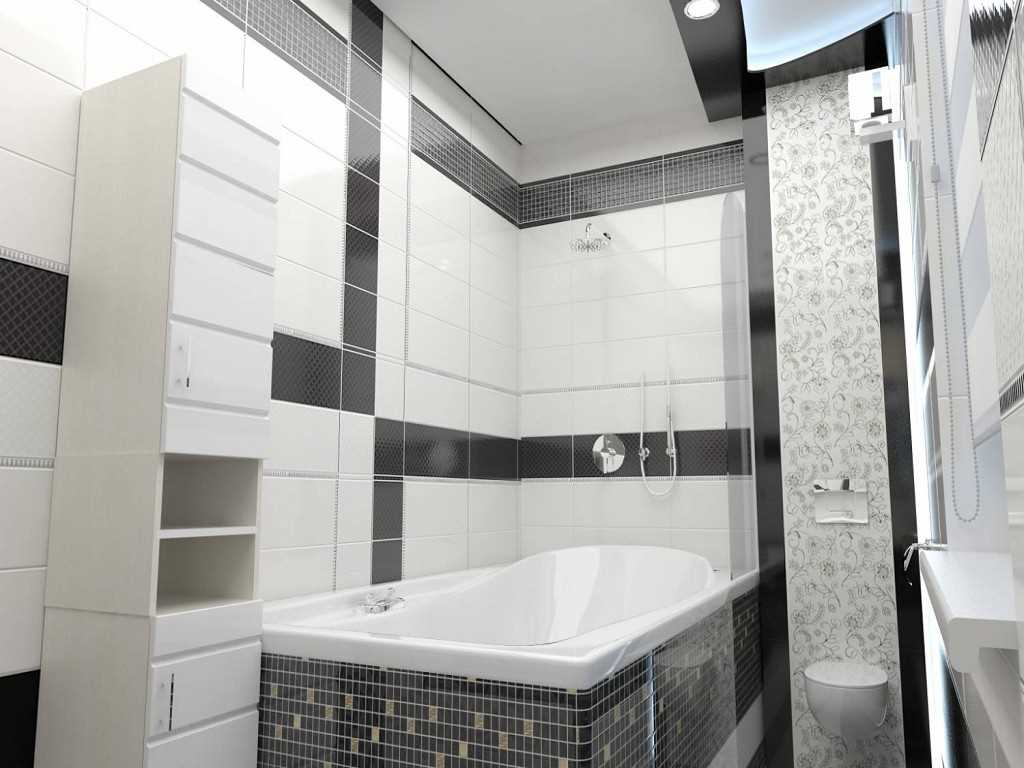 varijanta lijepog interijera kupaonice u crno-bijeloj boji