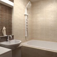 esempio di un bel design del bagno in un'immagine a colori beige