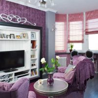 variant of the bright design of the living room with bay window photo