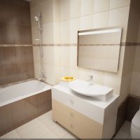 example of an unusual style of a bathroom in beige color photo