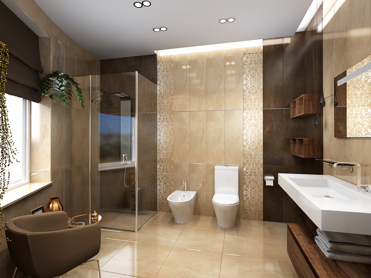 variante del design insolito del bagno di colore beige