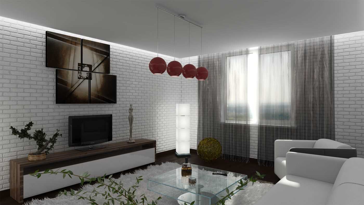 version of the light design of the living room in the style of minimalism