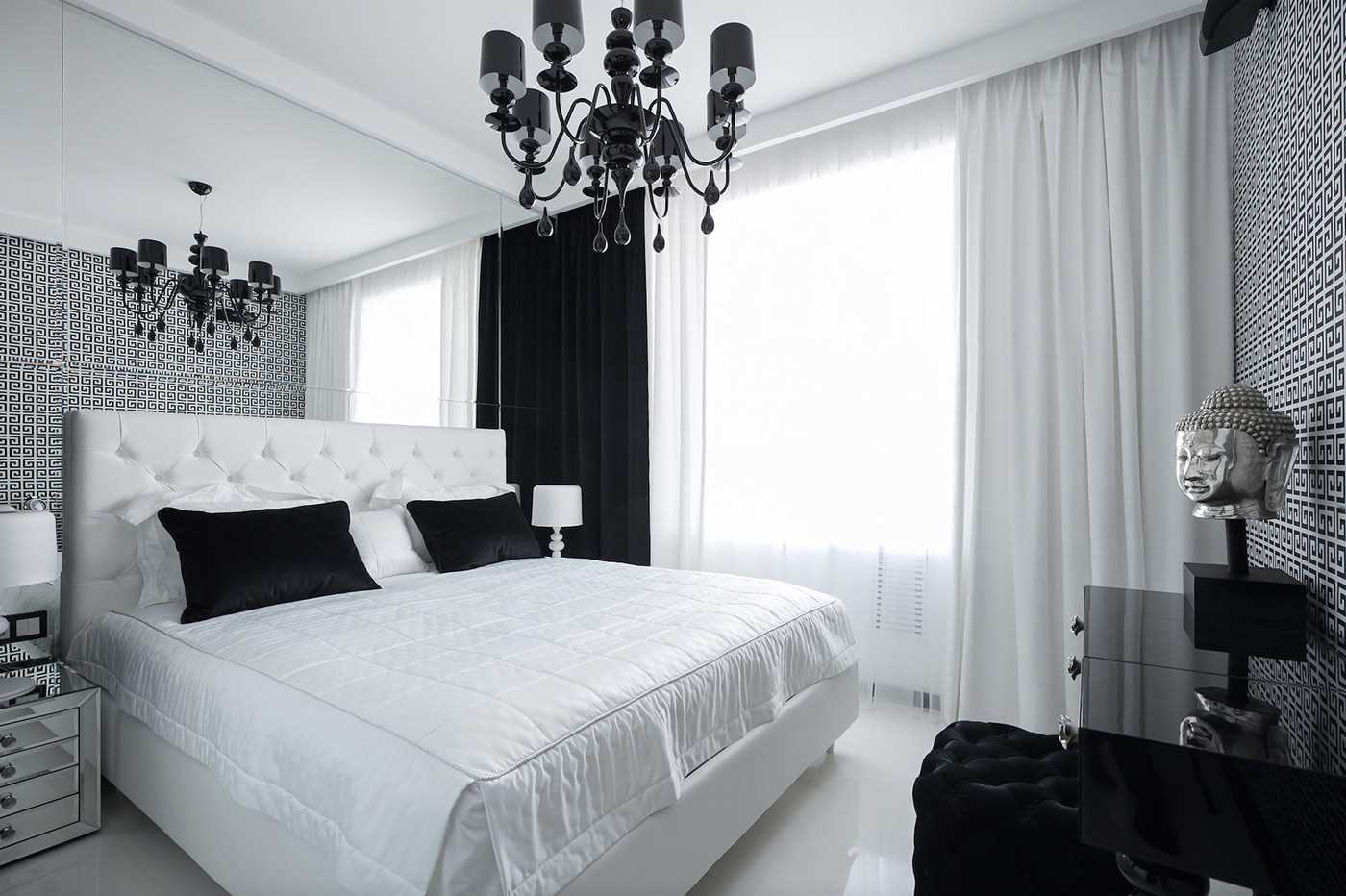 version d'une belle chambre design en blanc