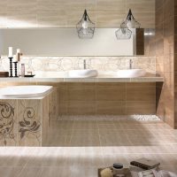 Un exemple de style de salle de bain clair en couleur photo beige