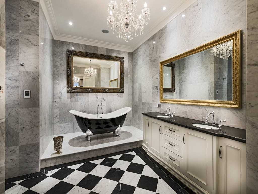 version of the unusual interior of the bathroom in a classic style