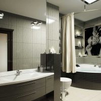 idea of ​​a beautiful style bathroom with corner bathtub photo