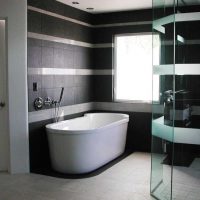 l'idea di un luminoso design per il bagno in bianco e nero