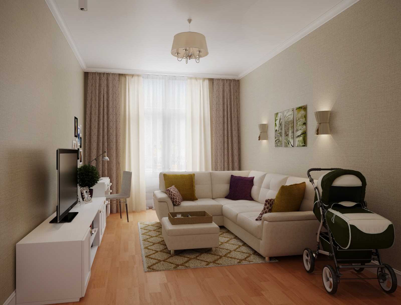 Primjer svijetlega dnevnog boravka 19-20 m²