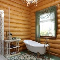 idea di un bagno in stile moderno in una foto di casa in legno