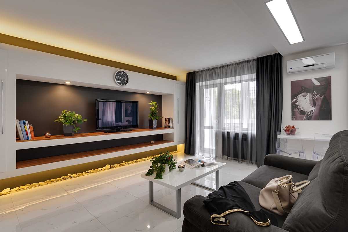 The idea of ​​a light living room design in a modern style