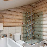 idea di uno stile moderno di un bagno in una foto di casa in legno