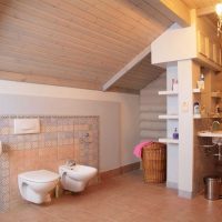 idea di interni insoliti di un bagno in una foto di casa in legno