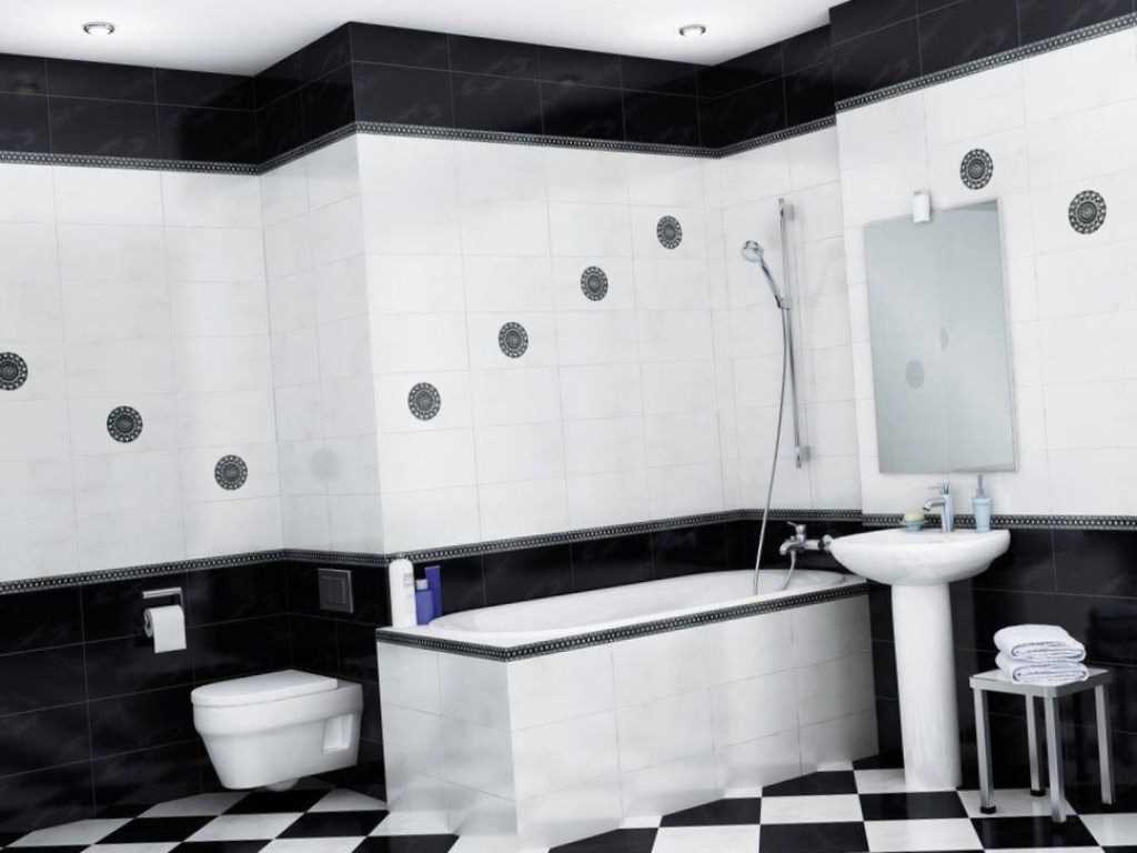 l'idea di un insolito design per il bagno in bianco e nero