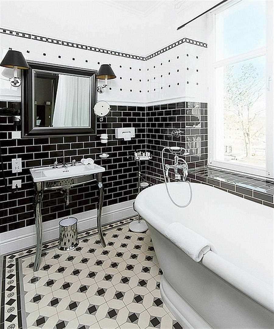 ideja lijepog dizajna kupaonice u crno-bijeloj boji