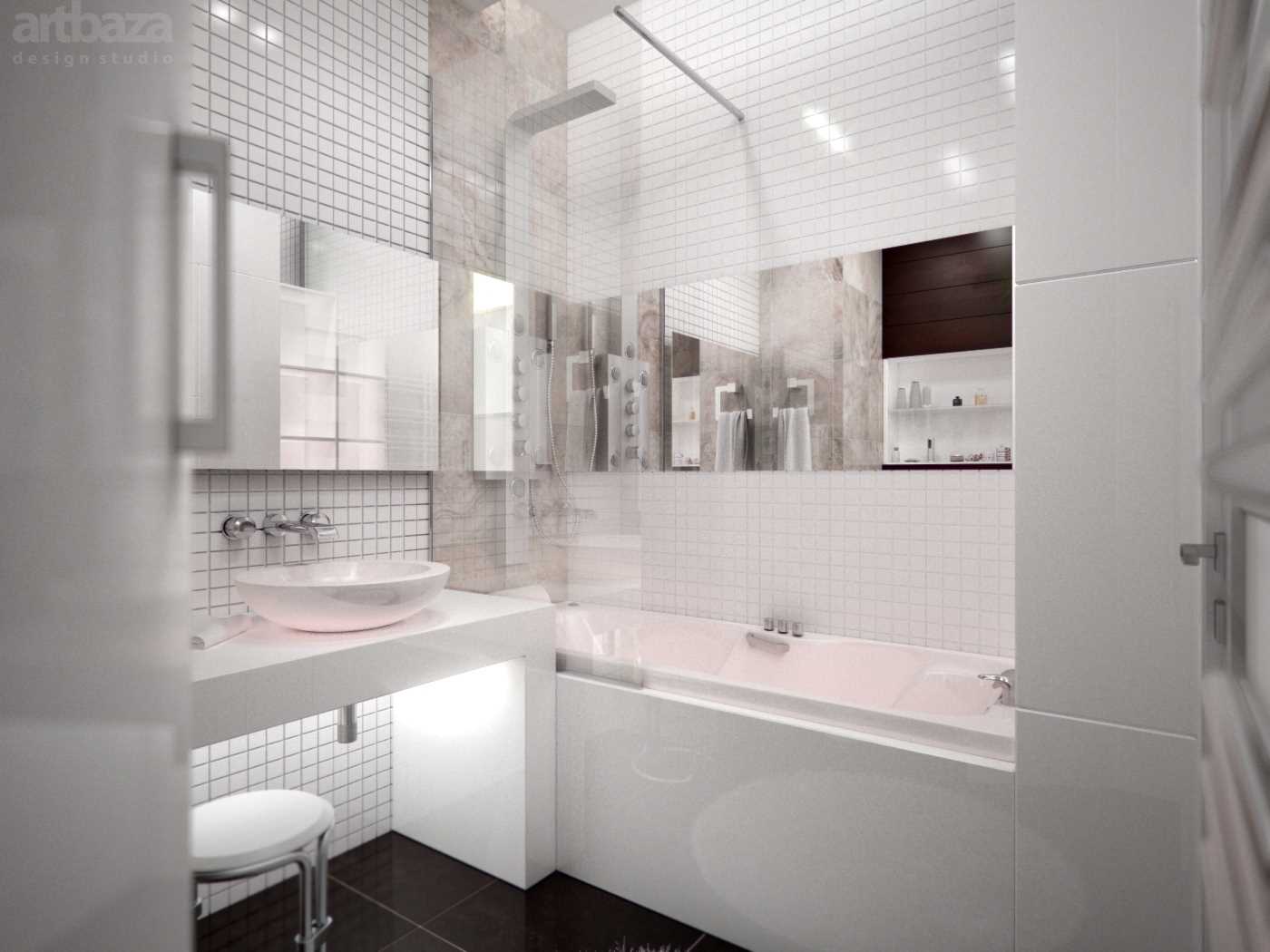 idea of ​​an unusual style of a bathroom of 6 sq.m