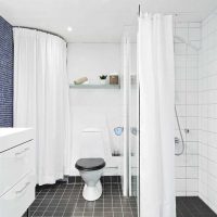 ideja neobičnog interijera kupaonice u crno-bijelim tonovima fotografija