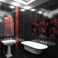 idea of ​​unusual bathroom design in black and white tones photo