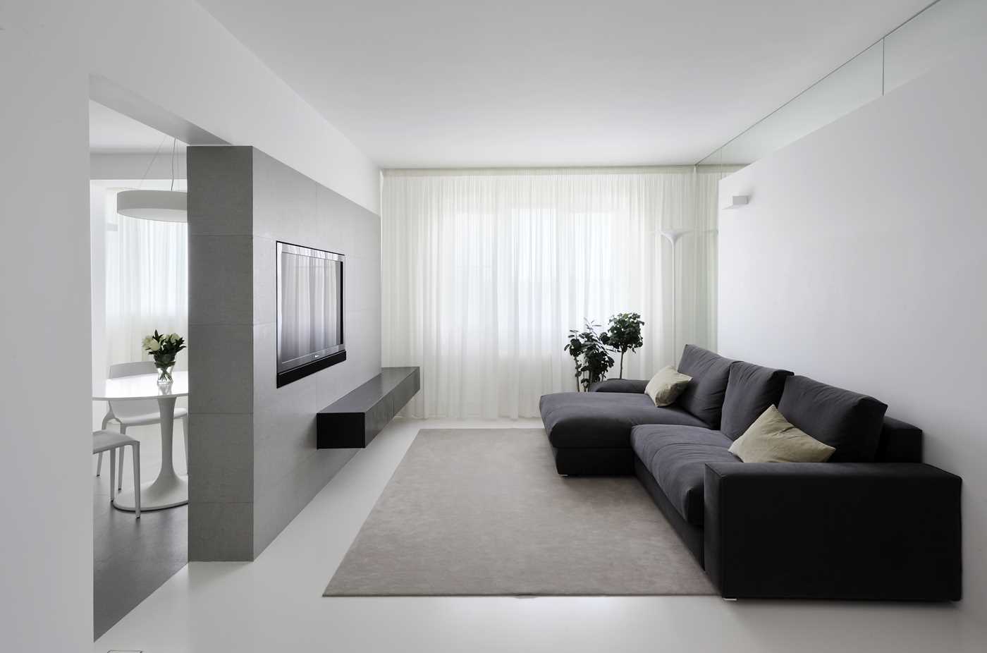 verzija svjetlosnog dizajna dnevne sobe u stilu minimalizma