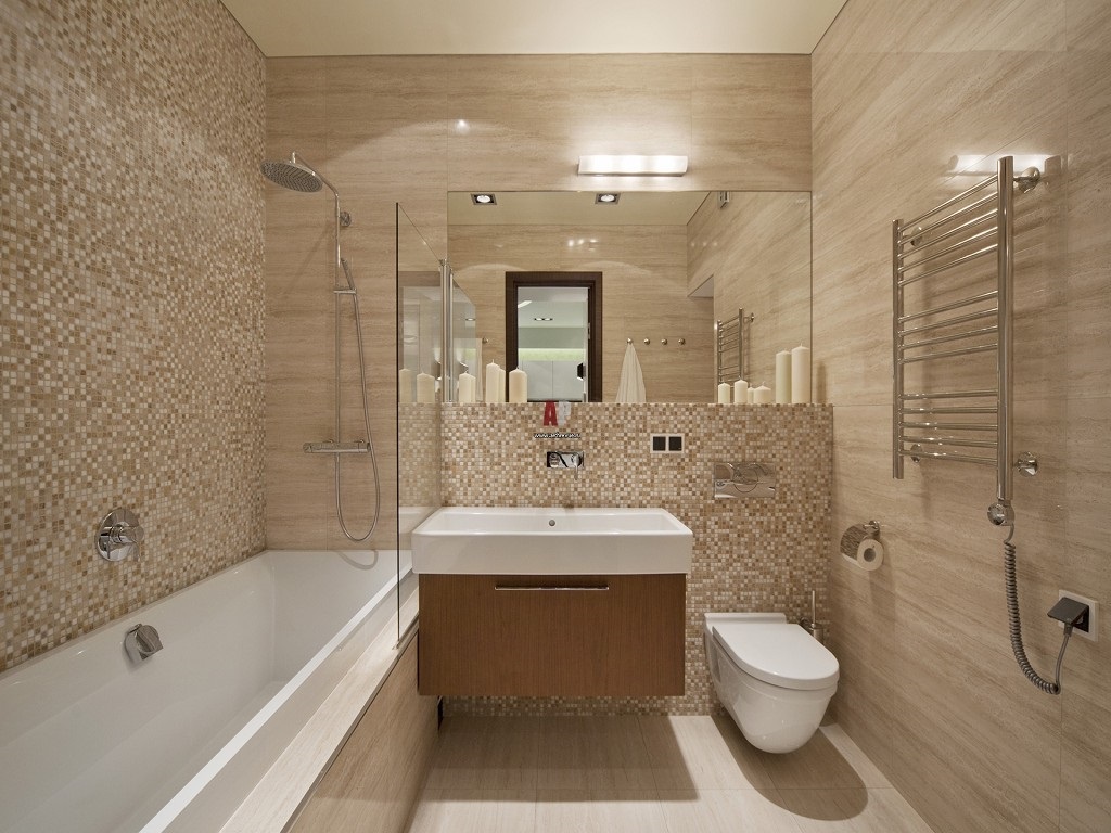 variante dello stile luminoso del bagno di colore beige