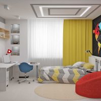 idea di un arredamento luminoso in colori vivaci in una foto in stile moderno