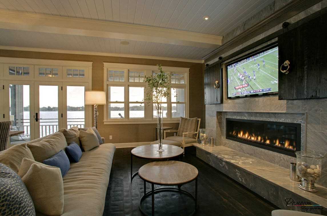 example of a beautiful living room decor with fireplace