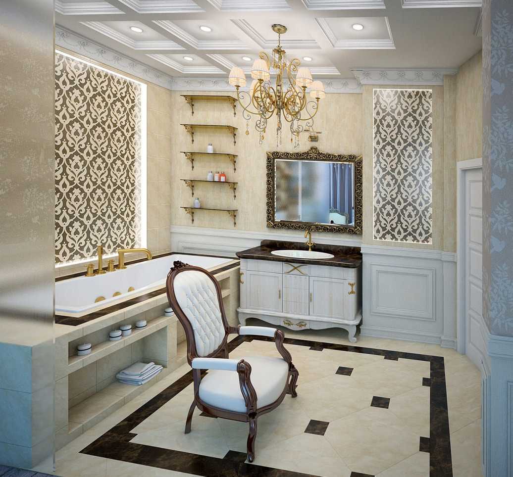 version of the bright interior of the bathroom in a classic style