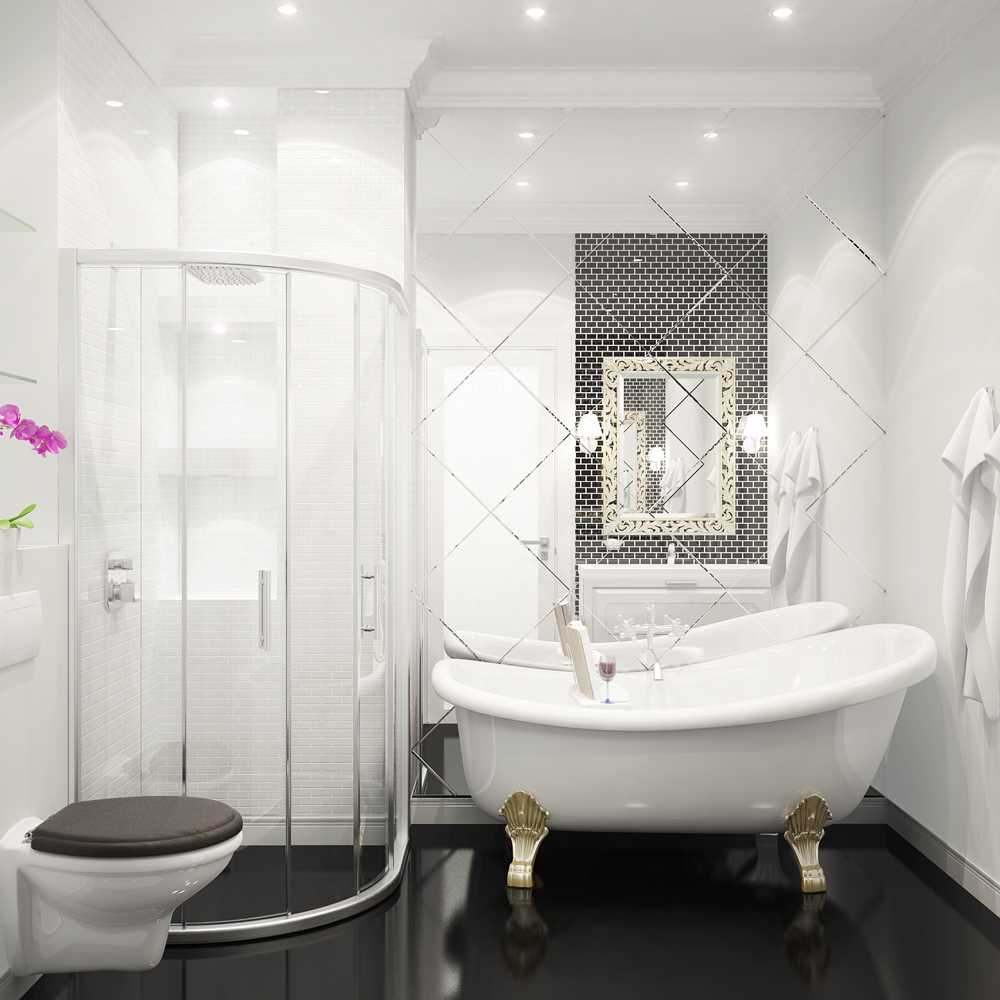 varijanta prekrasnog stila kupaonice u crno-bijeloj boji