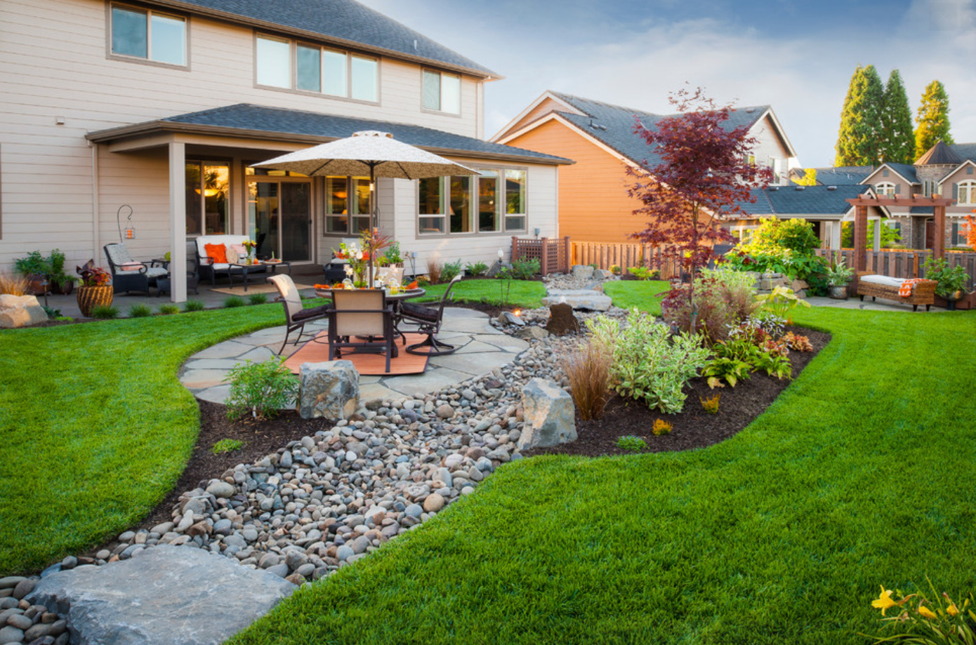 variant of bright landscaping of a private courtyard