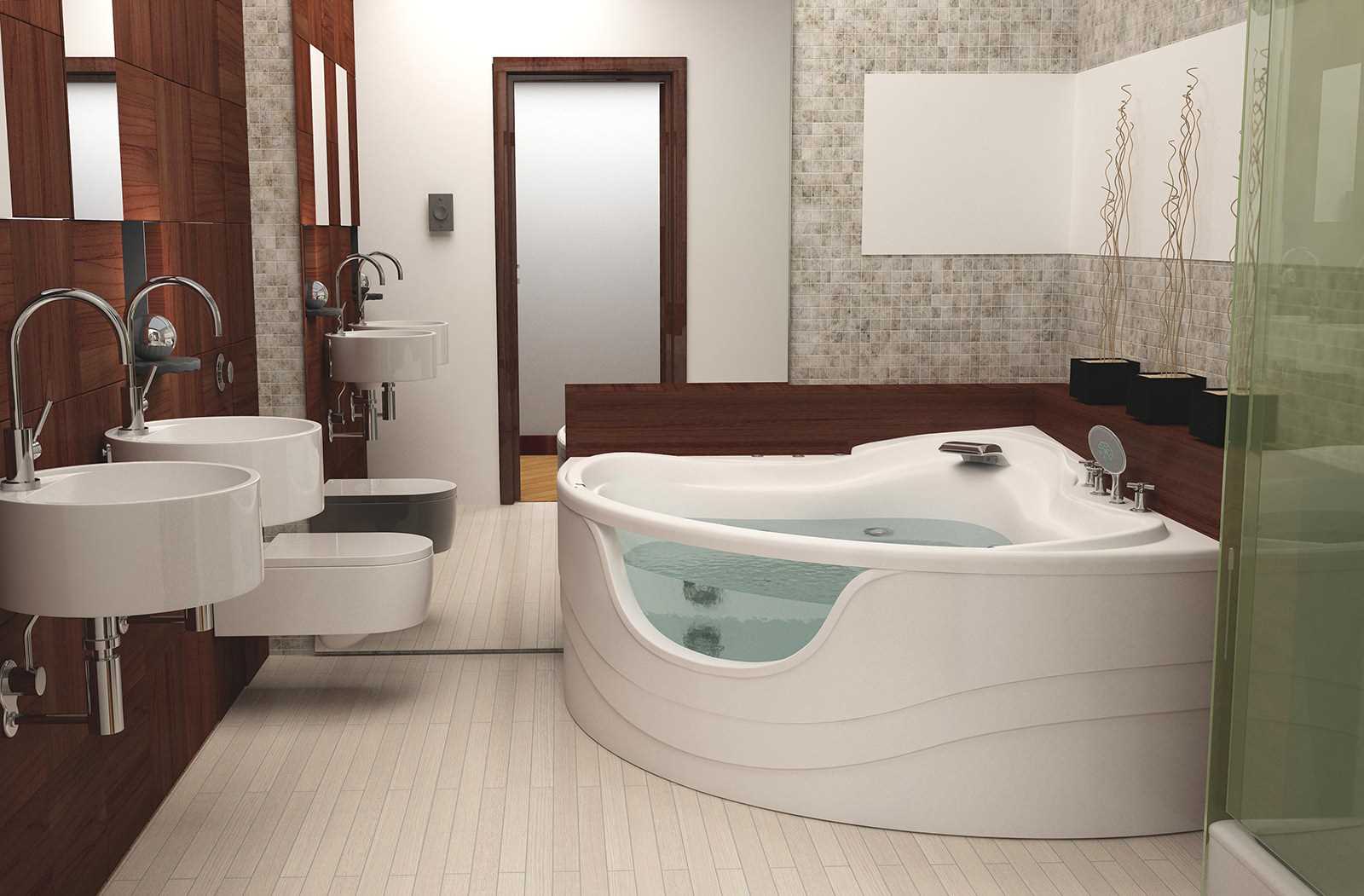 version of the beautiful bathroom interior with corner bath