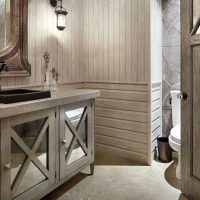 idea di un bellissimo interno di un bagno in una foto di casa in legno