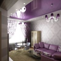 living room design 18 sq purple