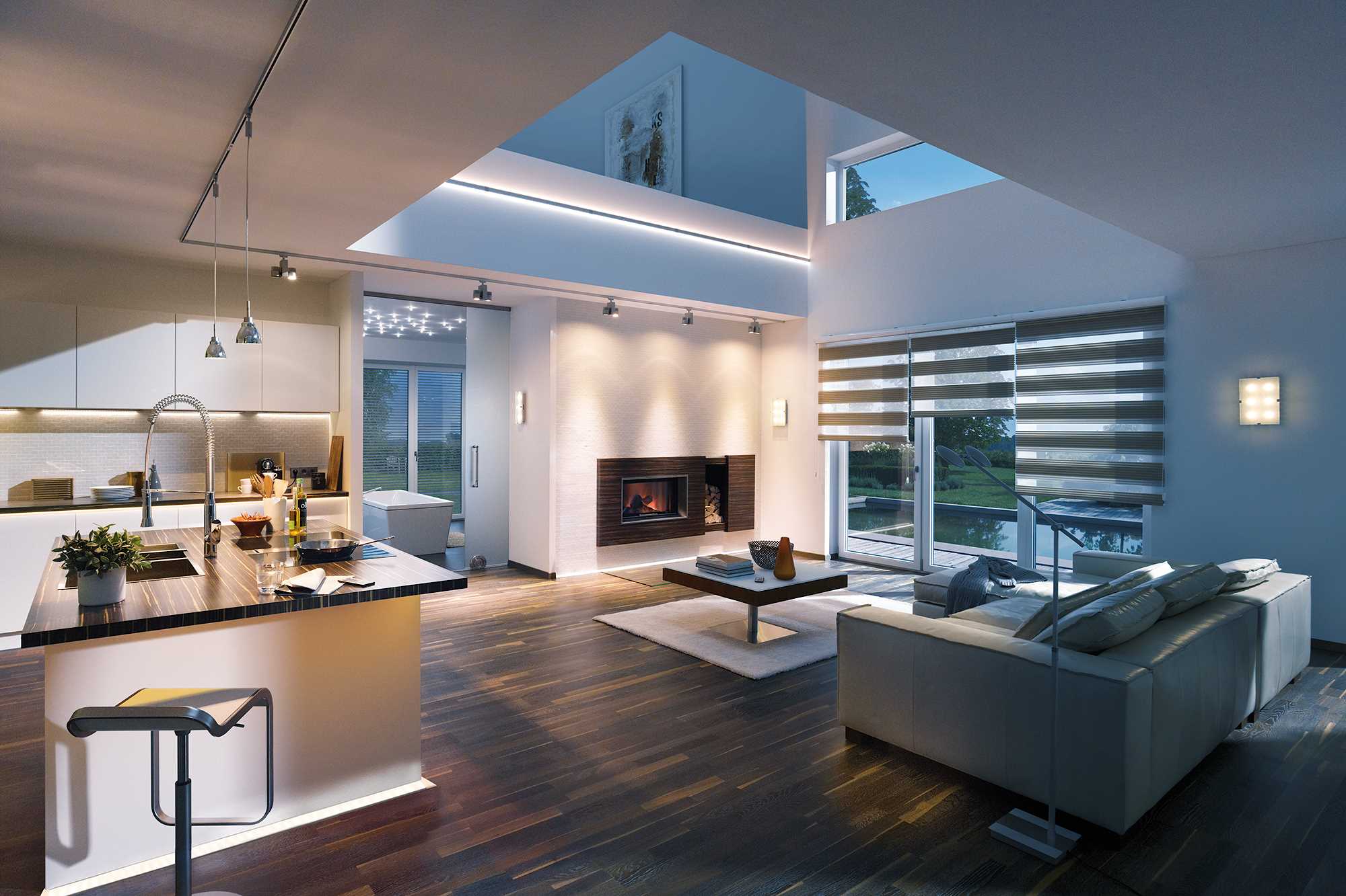 mogućnost korištenja svjetlosnog dizajna u prekrasnom interijeru kuće