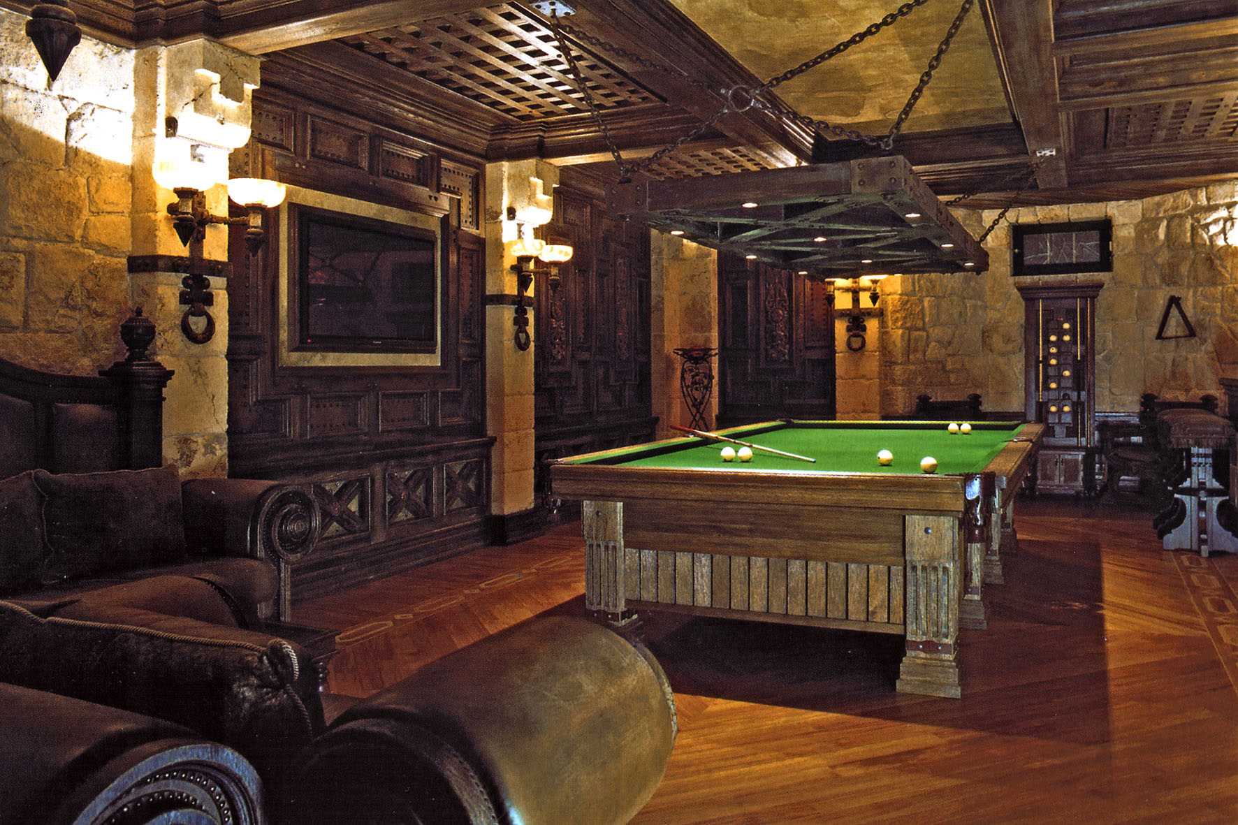 the idea of ​​a bright billiard room interior