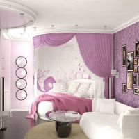 version of a beautiful design of a bedroom for a girl in a modern photo style