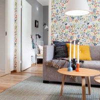 versione del design luminoso dell'appartamento nella foto in stile scandinavo