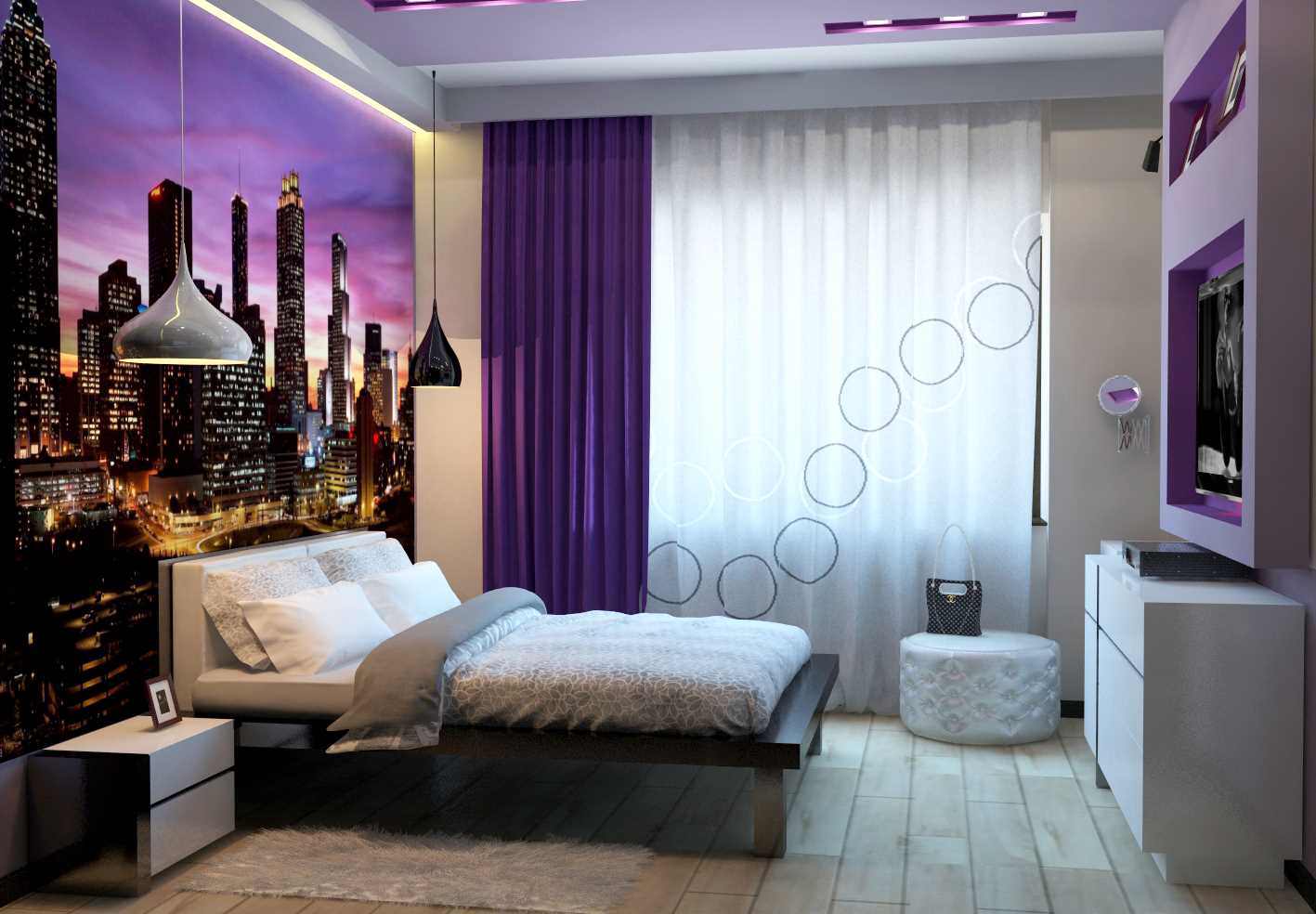 ideja neobičnog dekor spavaće sobe za djevojku u modernom stilu