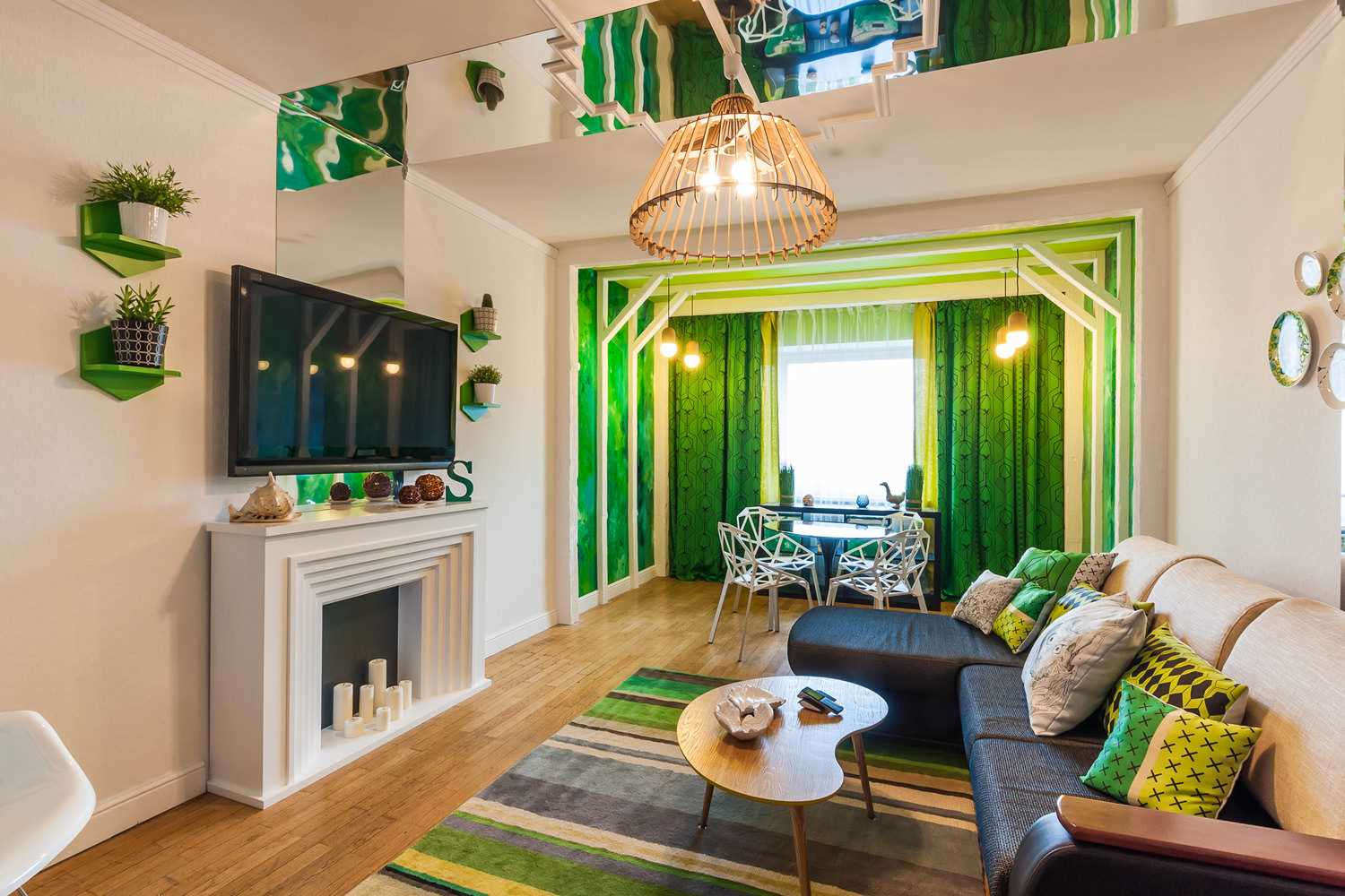 the idea of ​​applying green in a beautiful room design