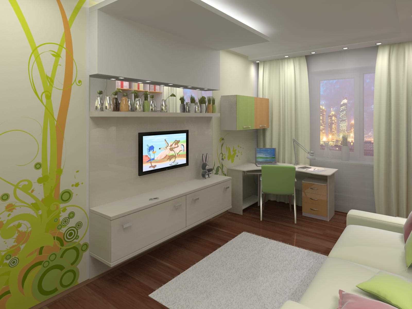 version d'une belle conception d'une chambre pour une fille de 12 m²