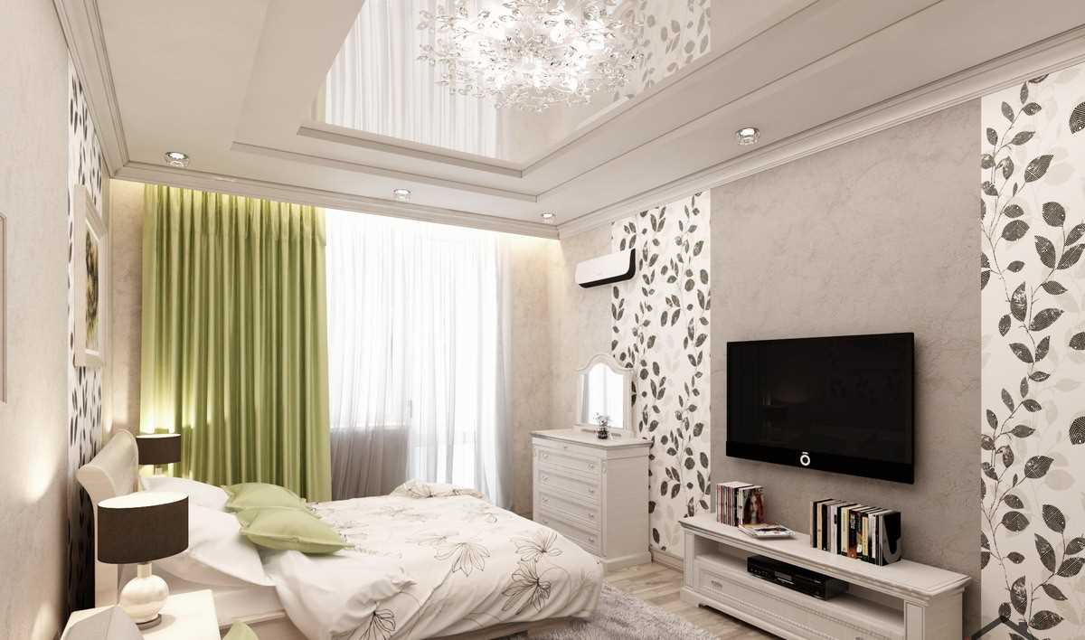 gražaus stiliaus miegamojo gyvenamojo kambario variantas
