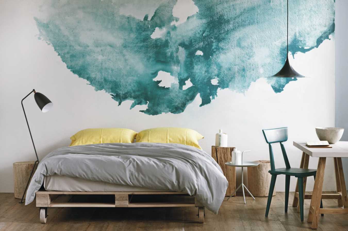 variante du beau style de l'appartement avec des peintures murales