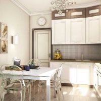 variante di un bellissimo arredamento cucina foto di 8 mq